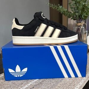 adidas Campus 00's Women’s Black Suede Sneakers with Cream Stripes